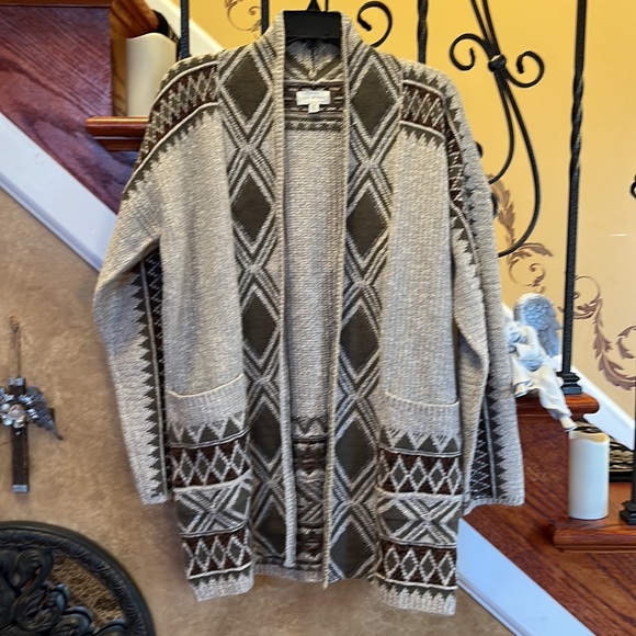 Lucky Brand Aztec Print Open Face Cardigan/Jacket Size S - Picture 3 of 16